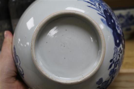 Two 19th century Chinese blue and white bowls 8.5 & 9.5in.